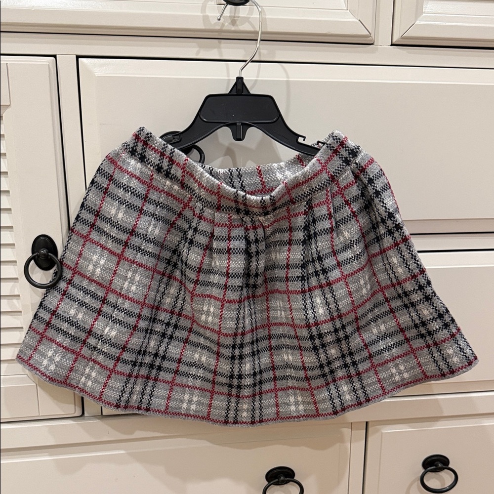 Plaid Girls Skirt - Gray and Red
